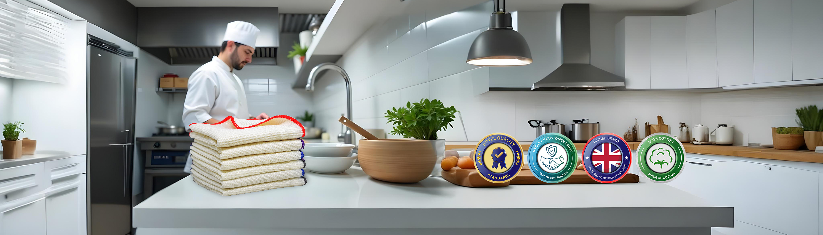 Bamboo Kitchen Towels Red and Blue Edgeless