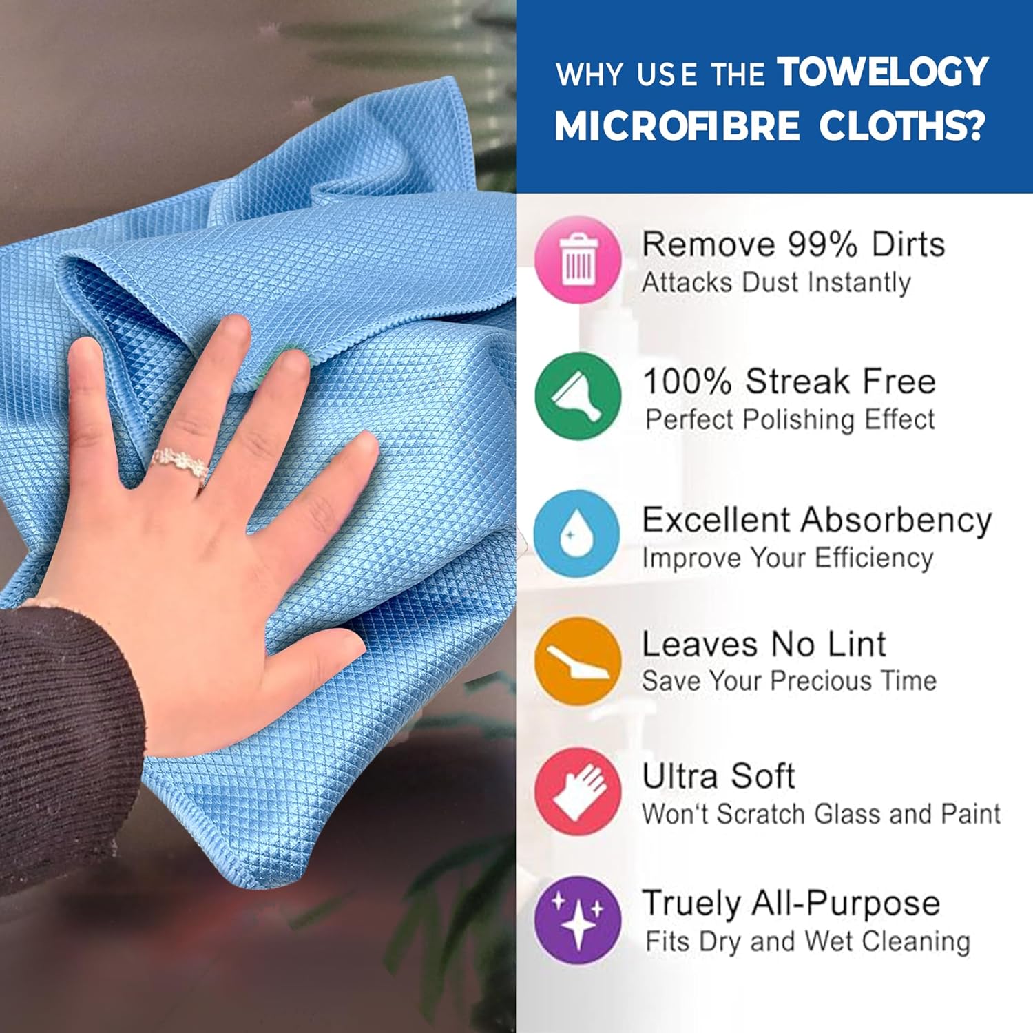 Vivid Microfibre Glass Gleaming Cloth – Professional Grade