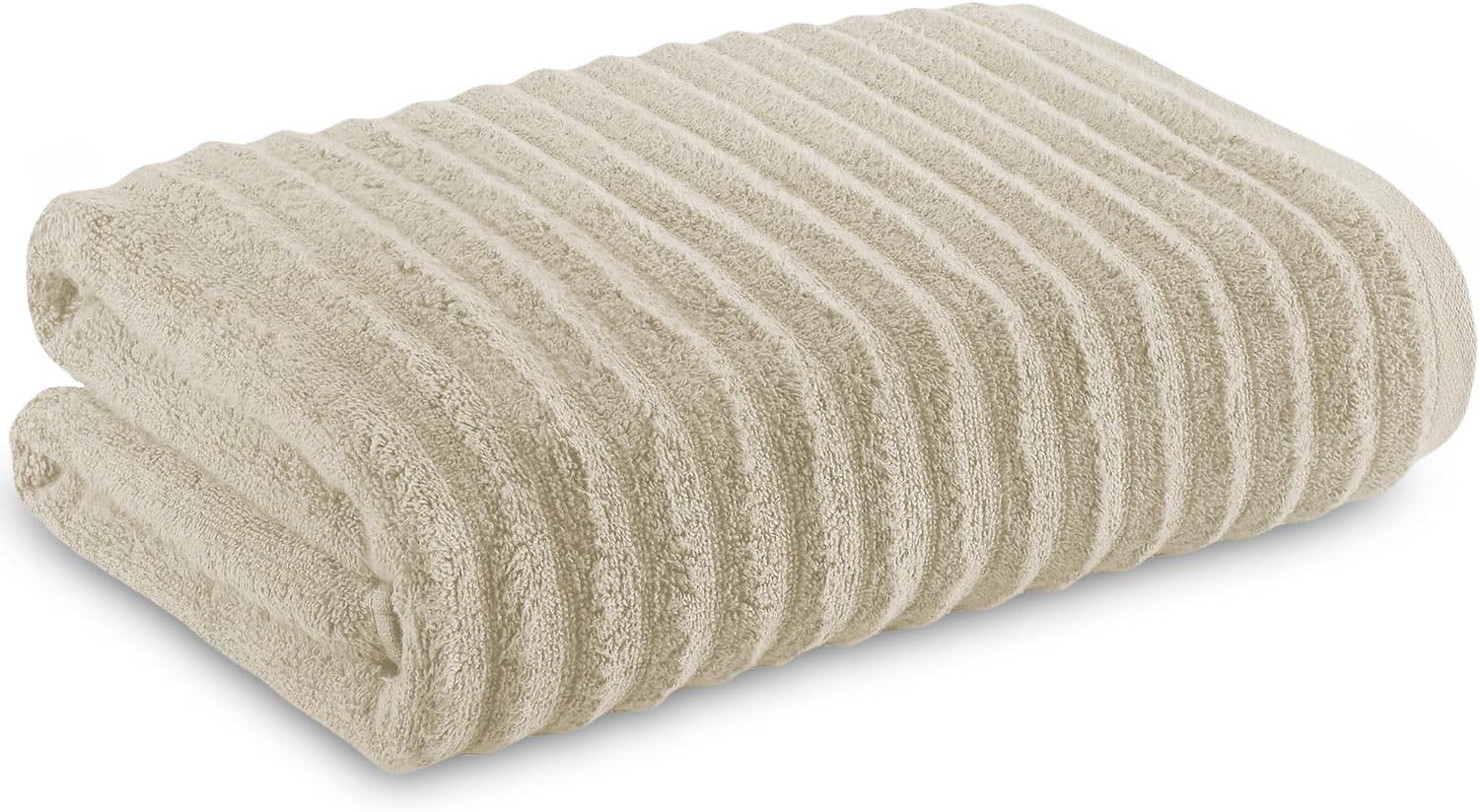 Towelogy Bath Towels & Washcloths Hand Towels 50x80cm / Cream Kingston Bamboo Cotton Ribbed Bath Towels - Hotel Quality Towels