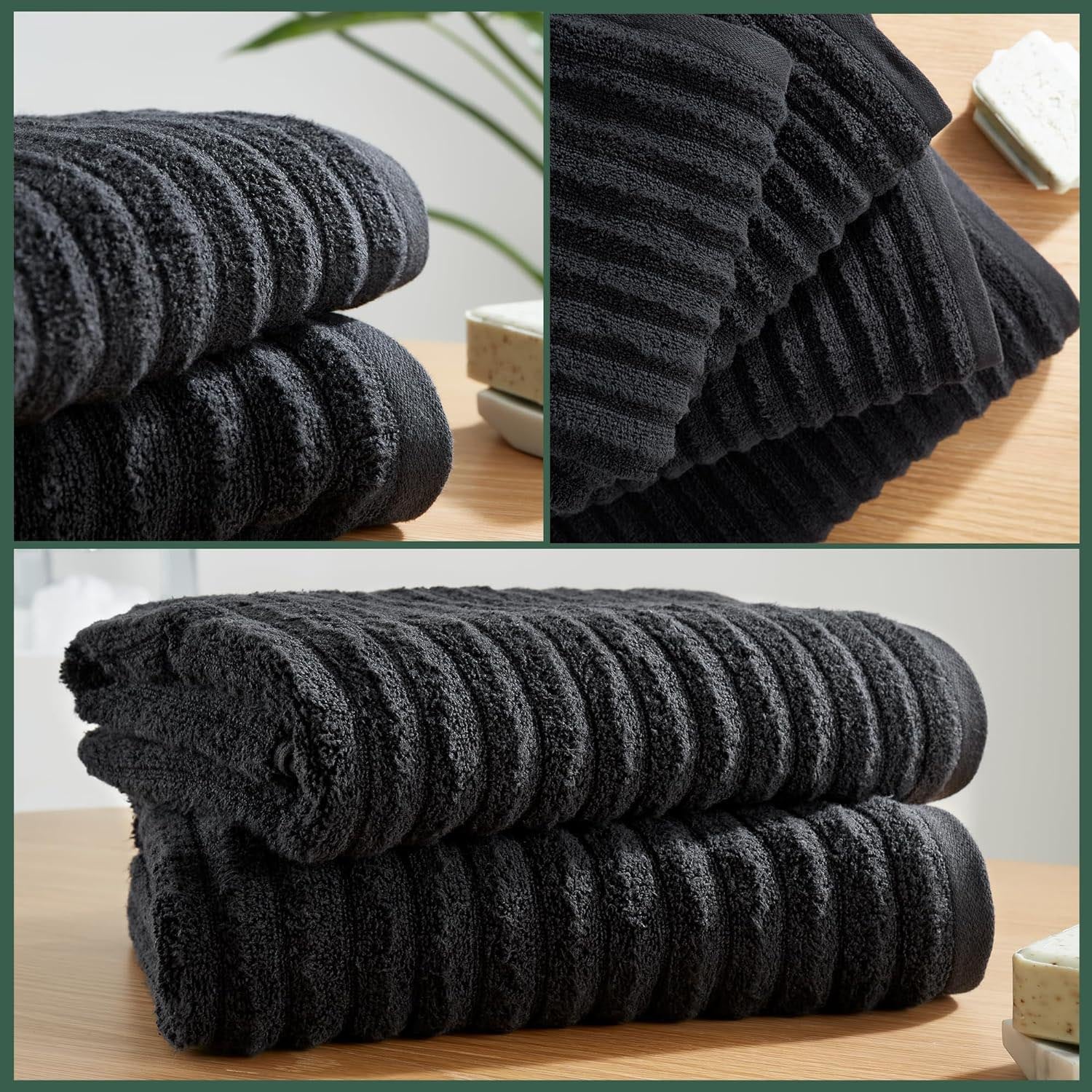 Towelogy Bath Towels & Washcloths Kingston Bamboo Cotton Ribbed Bath Towels - Hotel Quality Towels