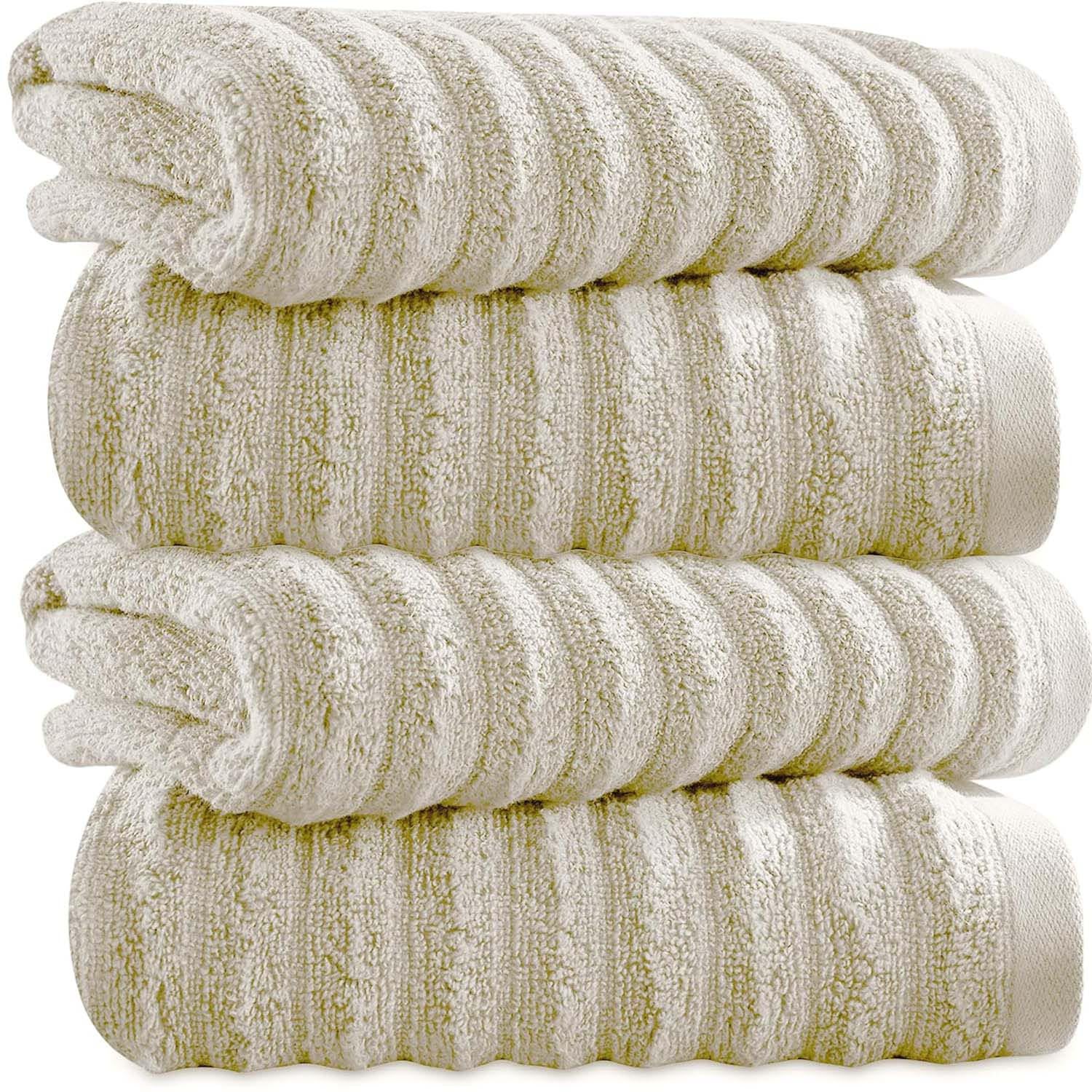 Towelogy Bath Towels & Washcloths Kingston Bamboo Cotton Ribbed Bath Towels - Hotel Quality Towels