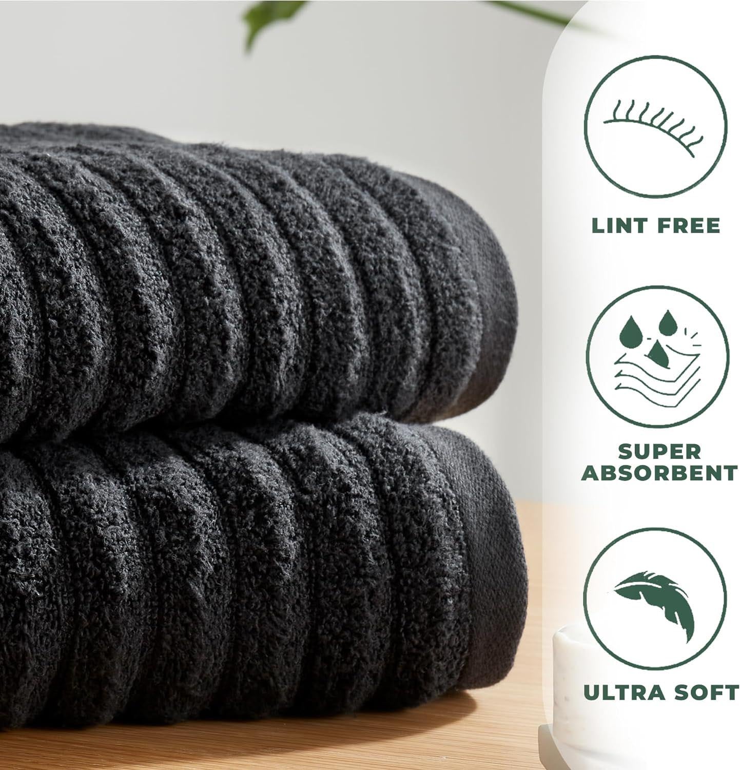 Towelogy Bath Towels & Washcloths Kingston Bamboo Cotton Ribbed Bath Towels - Hotel Quality Towels