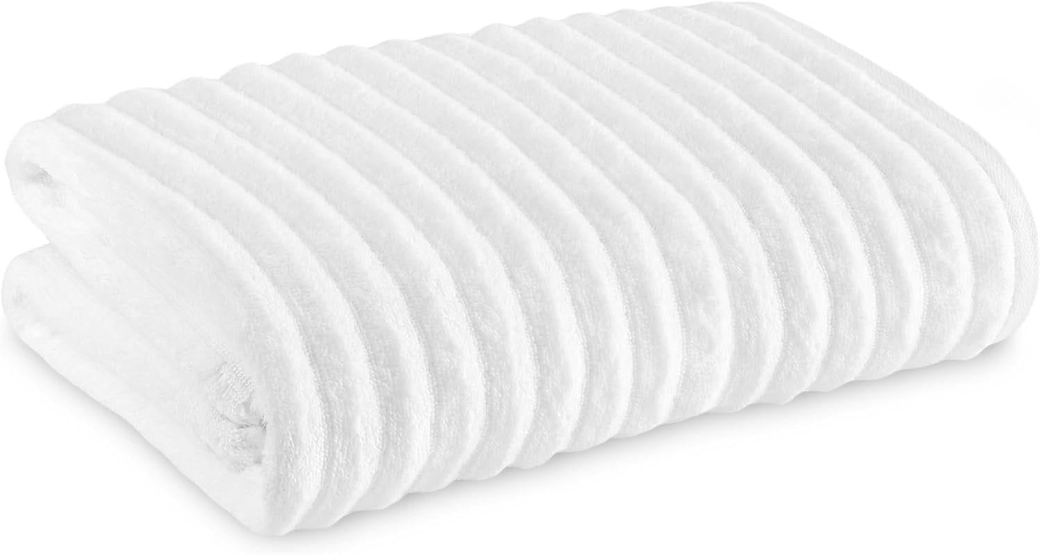 Towelogy Bath Towels & Washcloths Hand Towels 50x80cm / White Kingston Bamboo Cotton Ribbed Bath Towels - Hotel Quality Towels