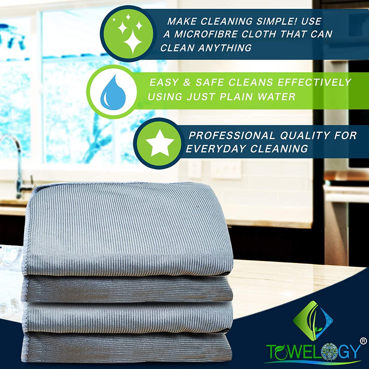 Towelogy Glass Cloths Olympus Extra Large Microfibre Glass Cleaning Cloth – Professional Grade