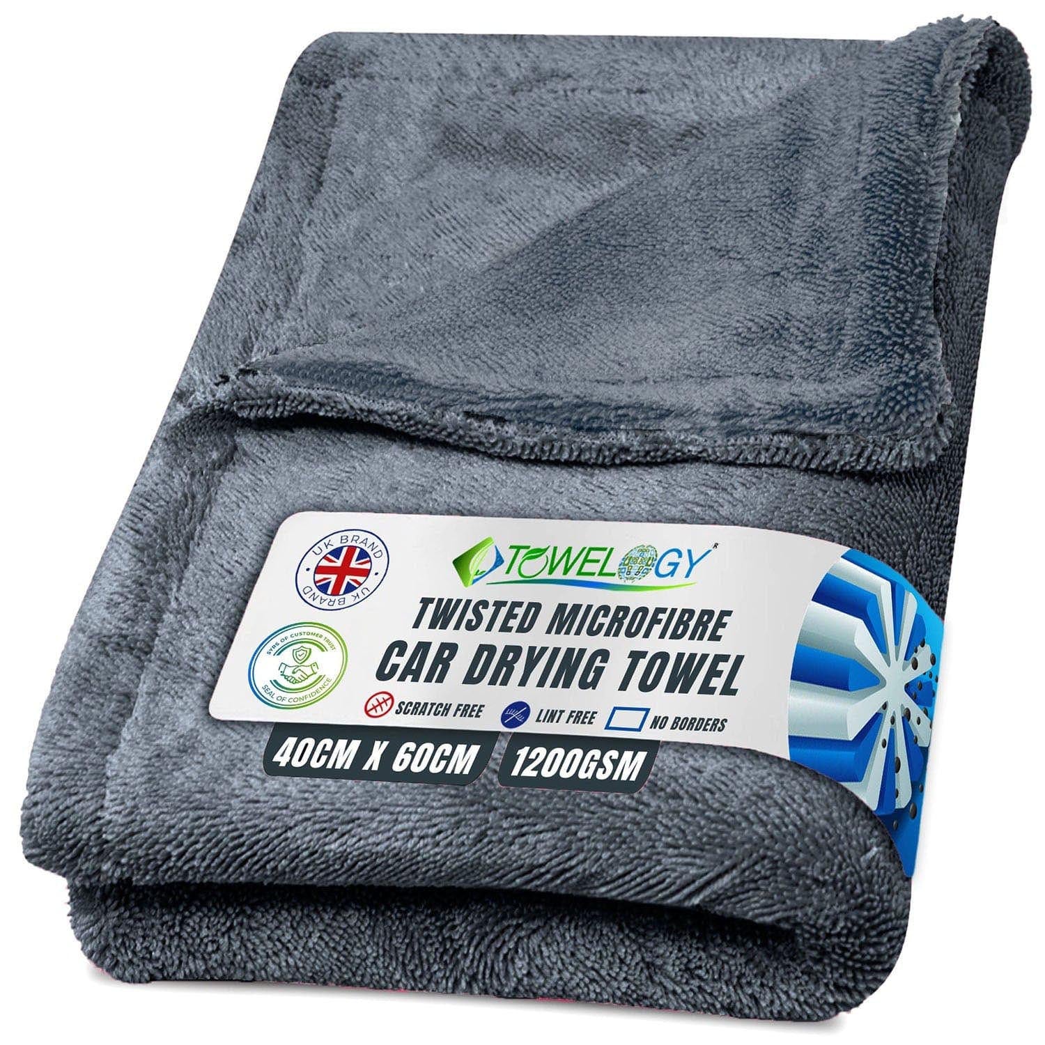 Towelogy Car Detailing Towels Grey / Pack of 1 Cooper XL Microfibre Car Twisted Fibre Auto Detailing Towels 1200gsm