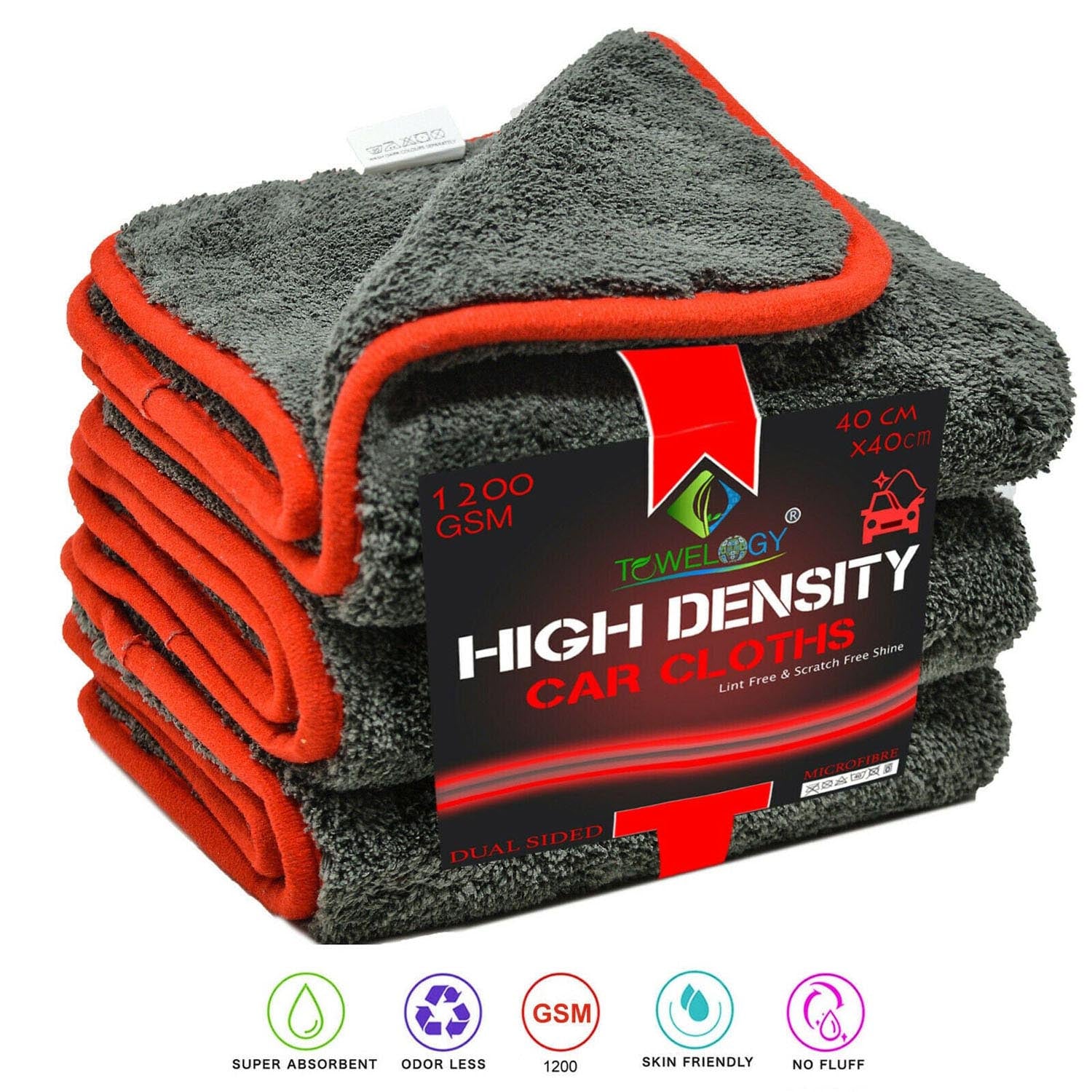 Towelogy Car Detailing Towels Luxor Coral Fleece Microfibre Cleaning Cloths