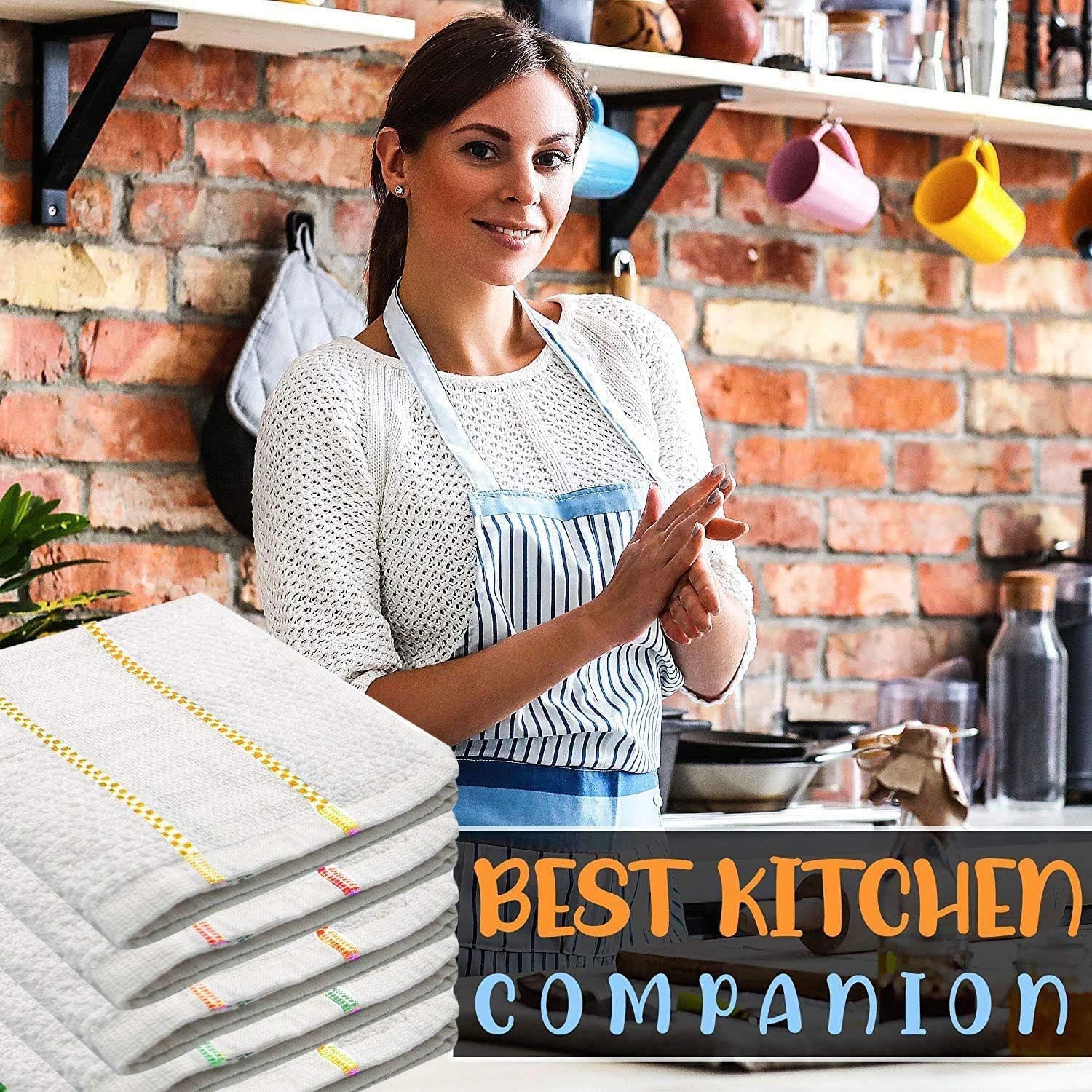 Towelogy Kitchen Towels Cambridge Cotton Dobby Weave Tea Towels – Stripes Kitchen Towels