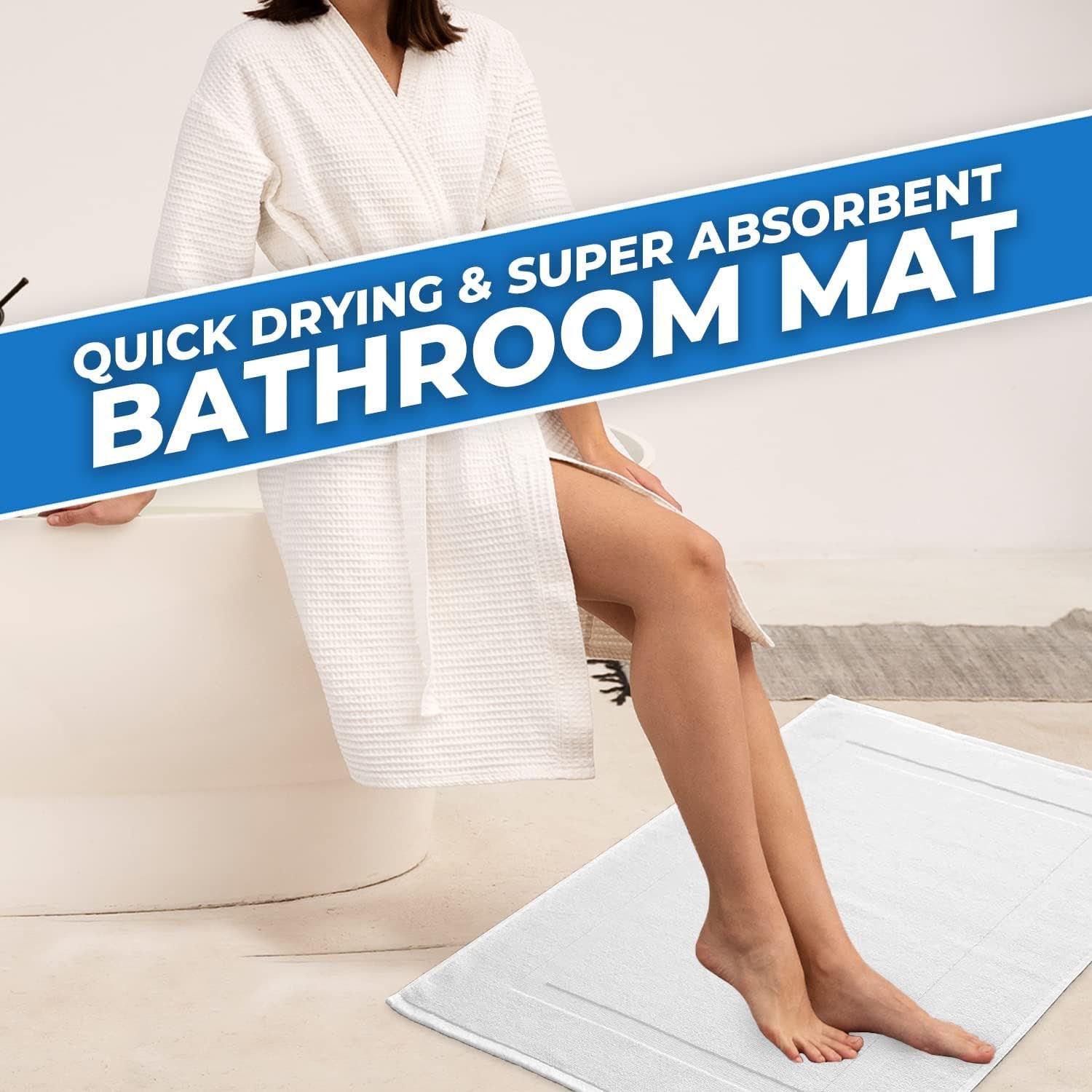 Towelogy Bath Mats Cusco Classic Frame Cotton Bathroom Mat – 800GSM Heavy Duty