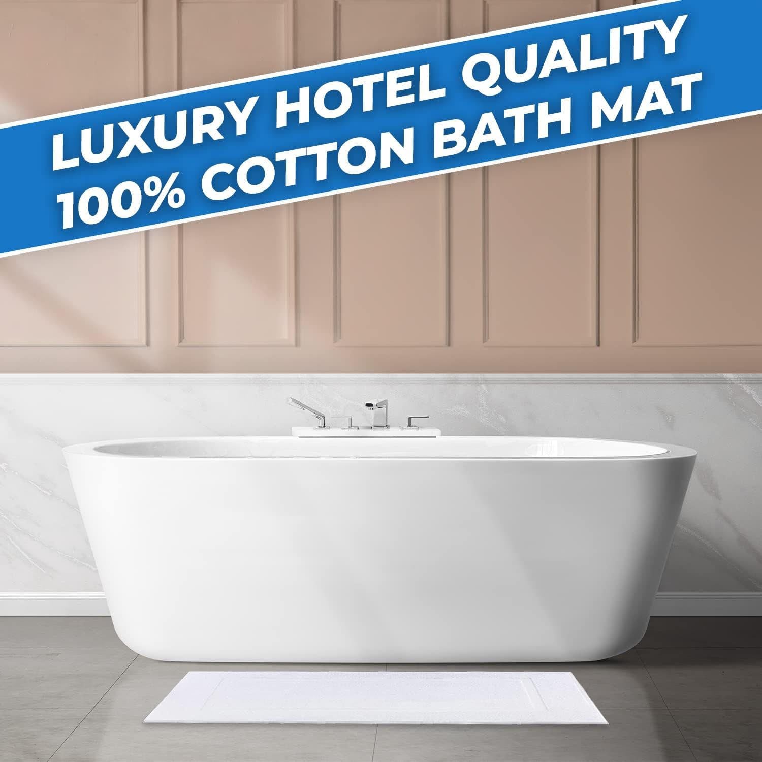 Towelogy Bath Mats Cusco Classic Frame Cotton Bathroom Mat – 800GSM Heavy Duty