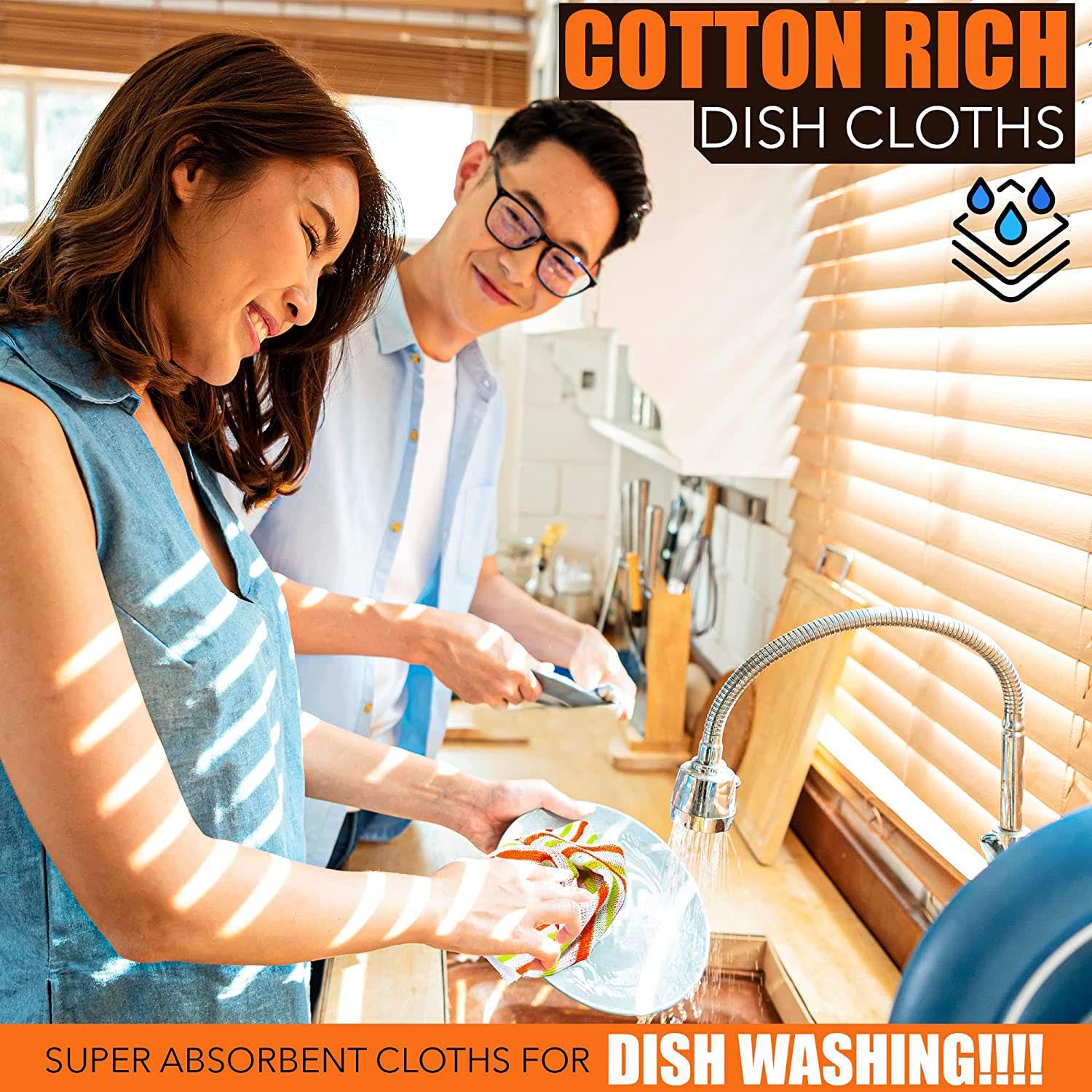 Towelogy Kitchen Dishcloths Hudson Cotton Washing-Up Dish Cloths – Absorbent Kitchen Towels