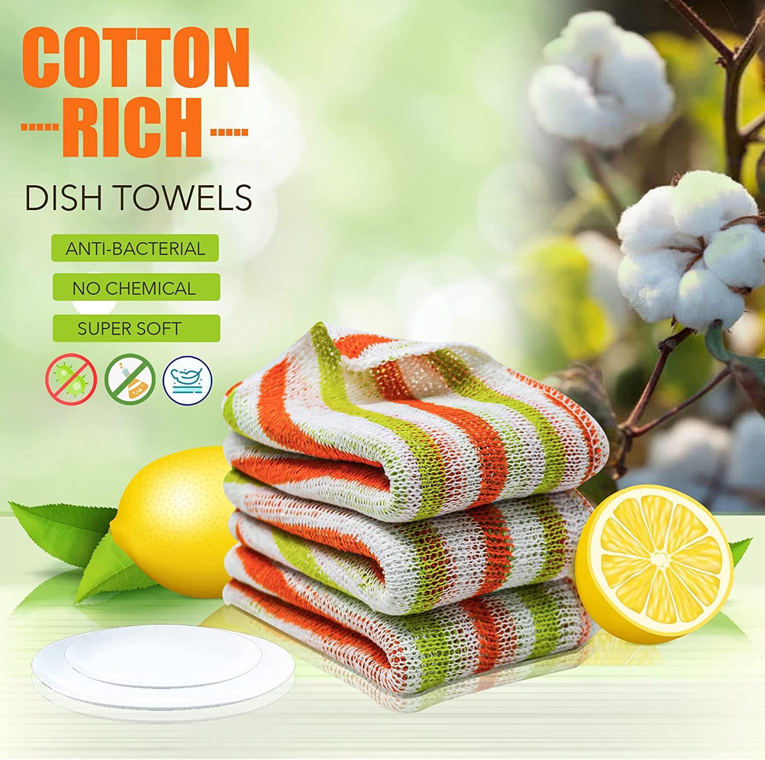 Towelogy Kitchen Dishcloths Hudson Cotton Washing-Up Dish Cloths – Absorbent Kitchen Towels
