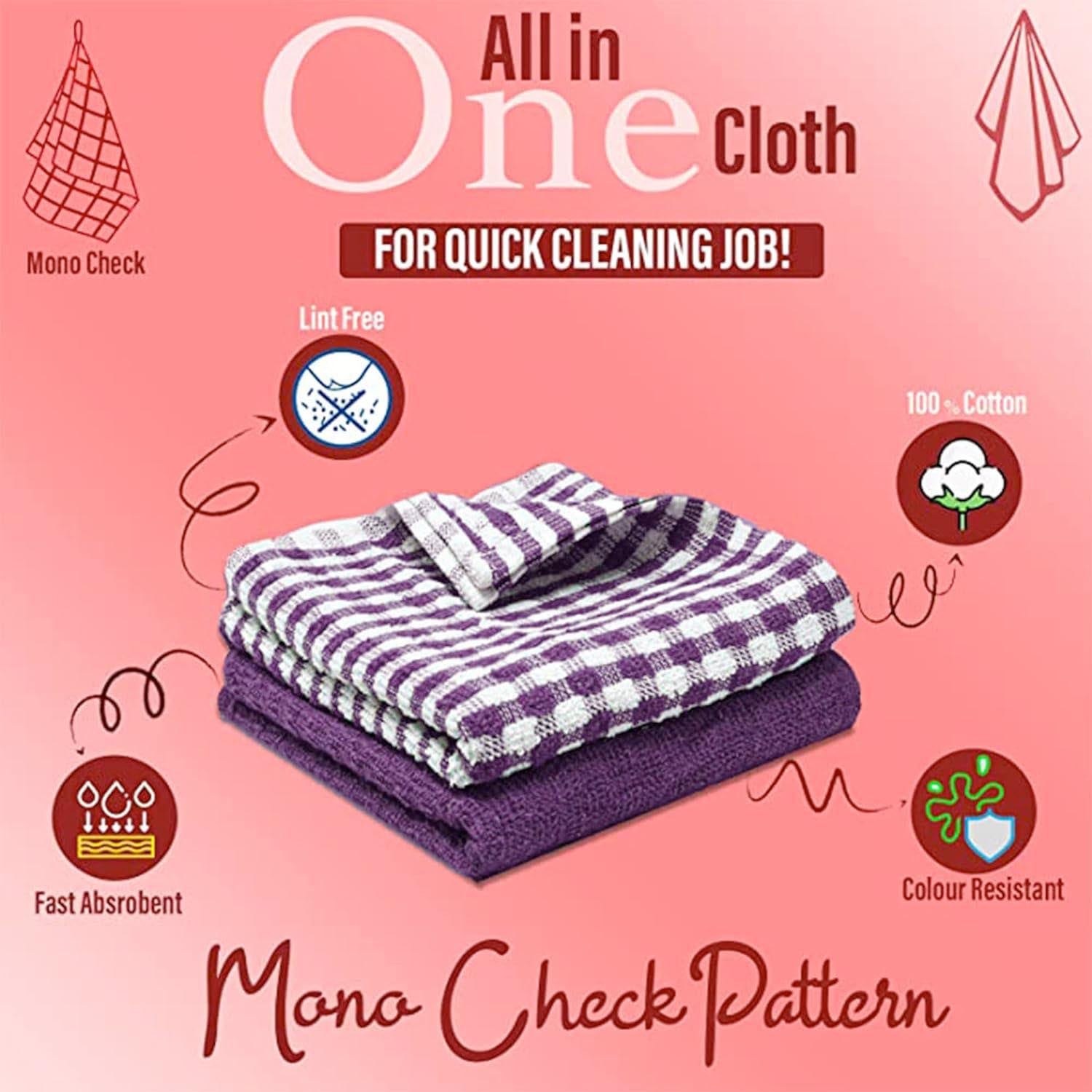 Towelogy Kitchen Towels Lisa Pure Cotton Monocheck Terry Kitchen Tea Towels Heavy Duty