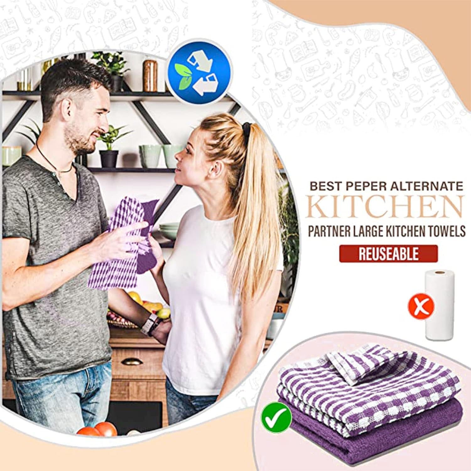 Towelogy Kitchen Towels Lisa Pure Cotton Monocheck Terry Kitchen Tea Towels Heavy Duty