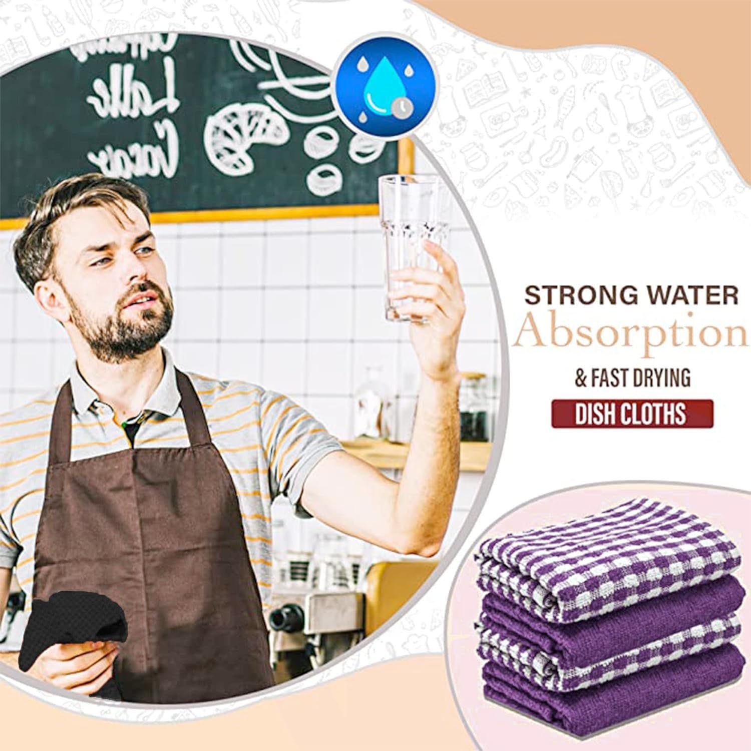 Towelogy Kitchen Towels Lisa Pure Cotton Monocheck Terry Kitchen Tea Towels Heavy Duty