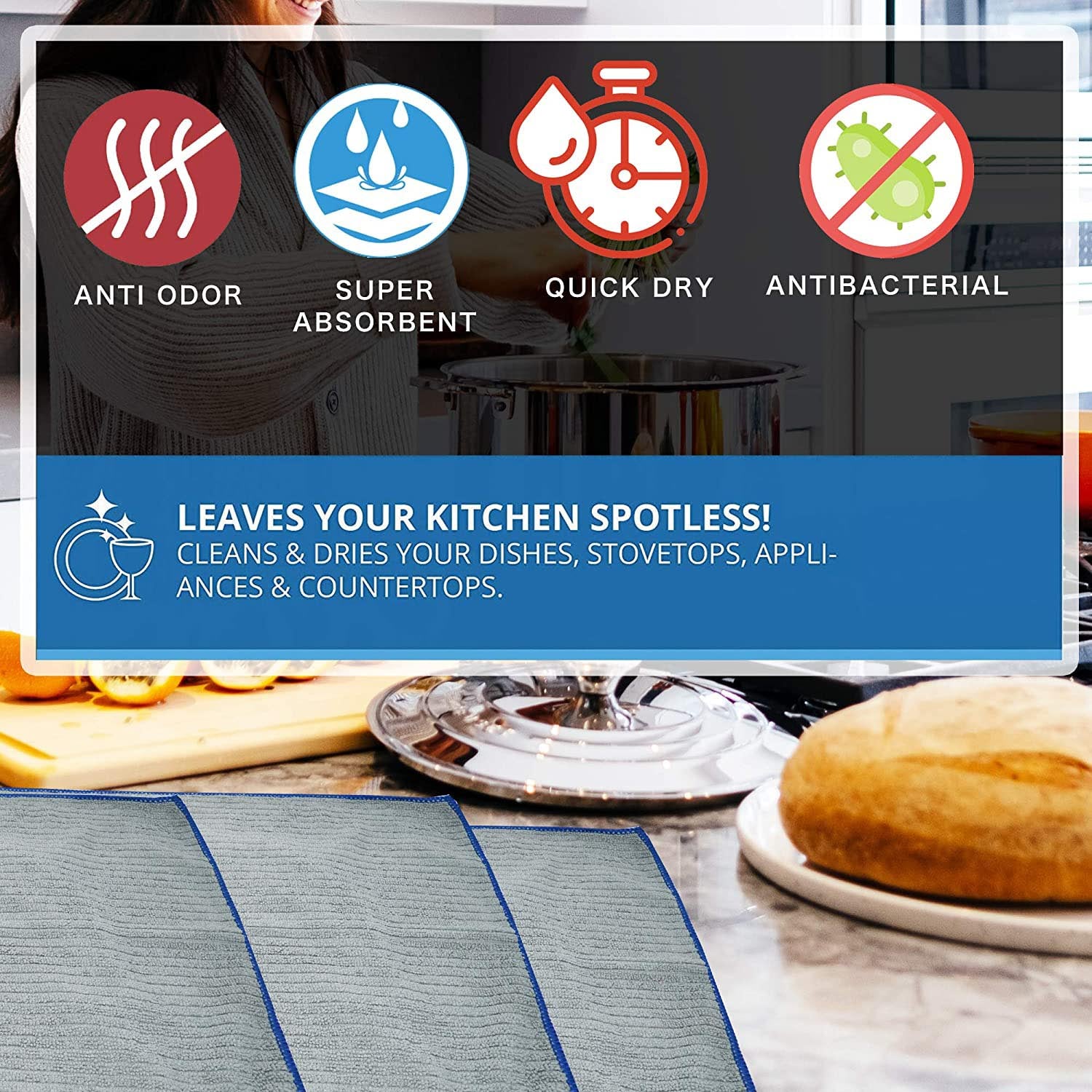 Towelogy Kitchen Dishcloths Riley Microfibre Dishcloths - High-Performance Commercial Kitchen Cloths