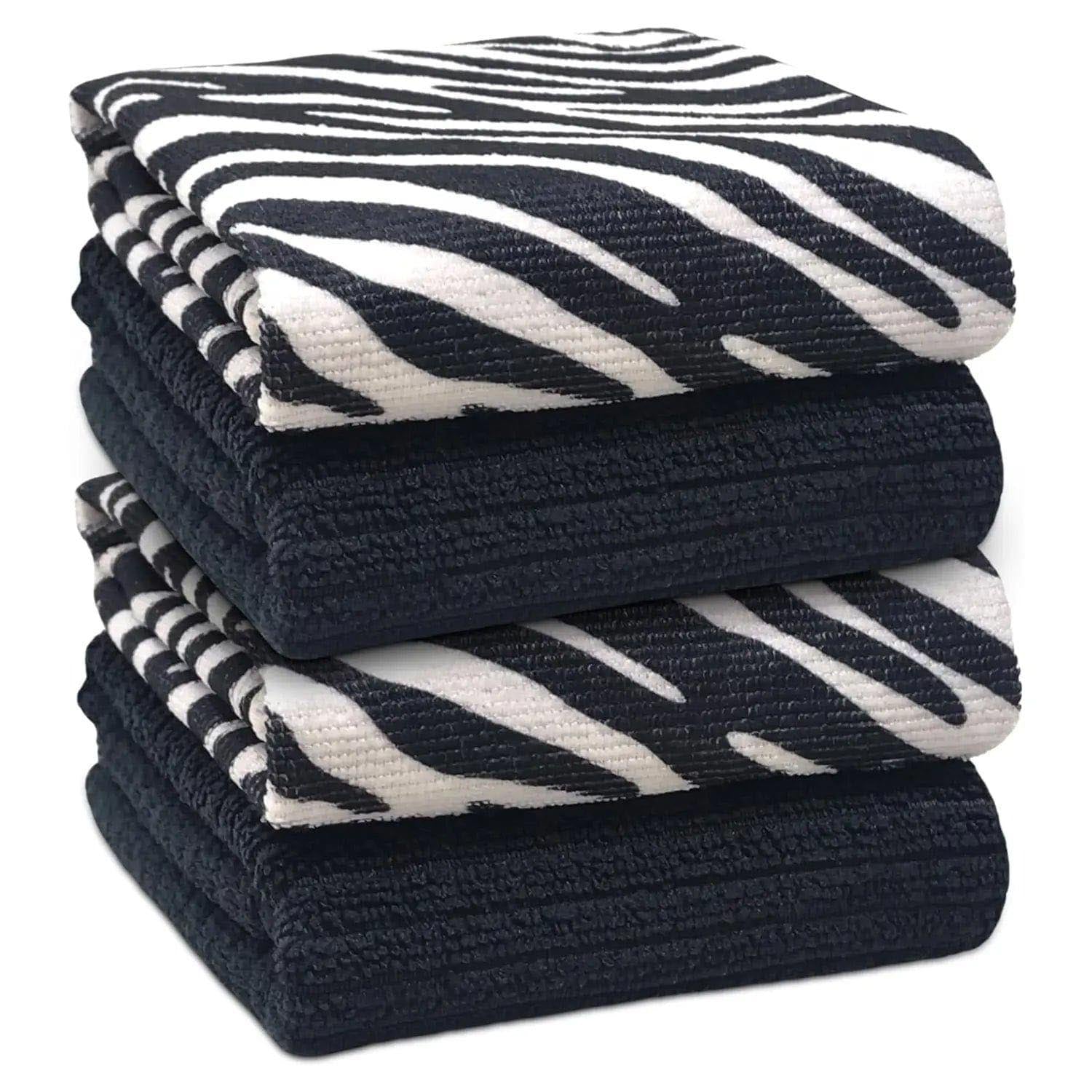 Towelogy Kitchen Towel Zebra / Pack of 4 Oakley Microfibre Printed Kitchen Tea Towels