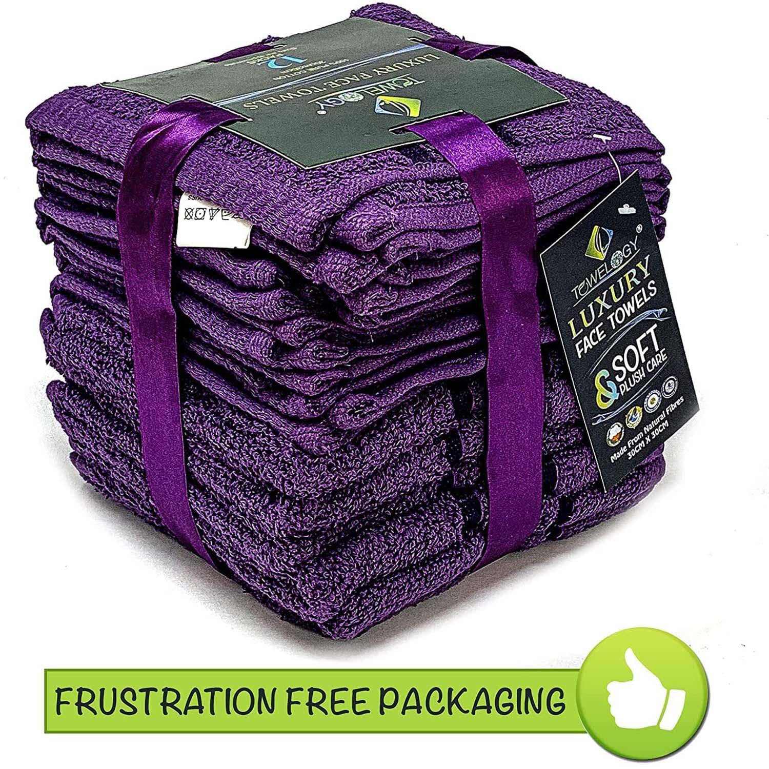 Towelogy Face Towels Naomi Face Washcloths Hotel Spa Quality 650GSM Large Face Flannels