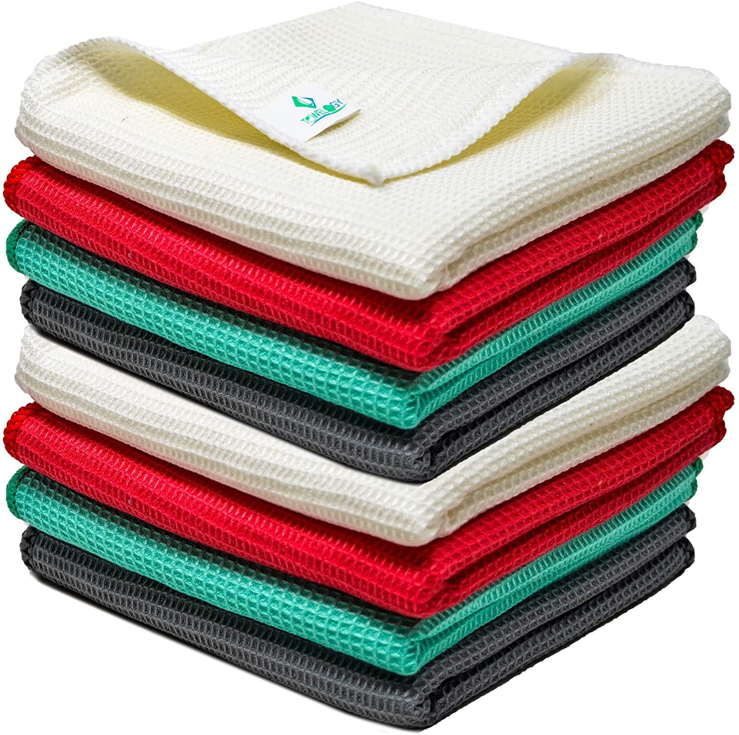 Towelogy Kitchen Dishcloths Assorted / Pack of 4 Milan Bamboo Kitchen Dishcloths – Eco-Friendly and Absorbent Kitchen Cloths