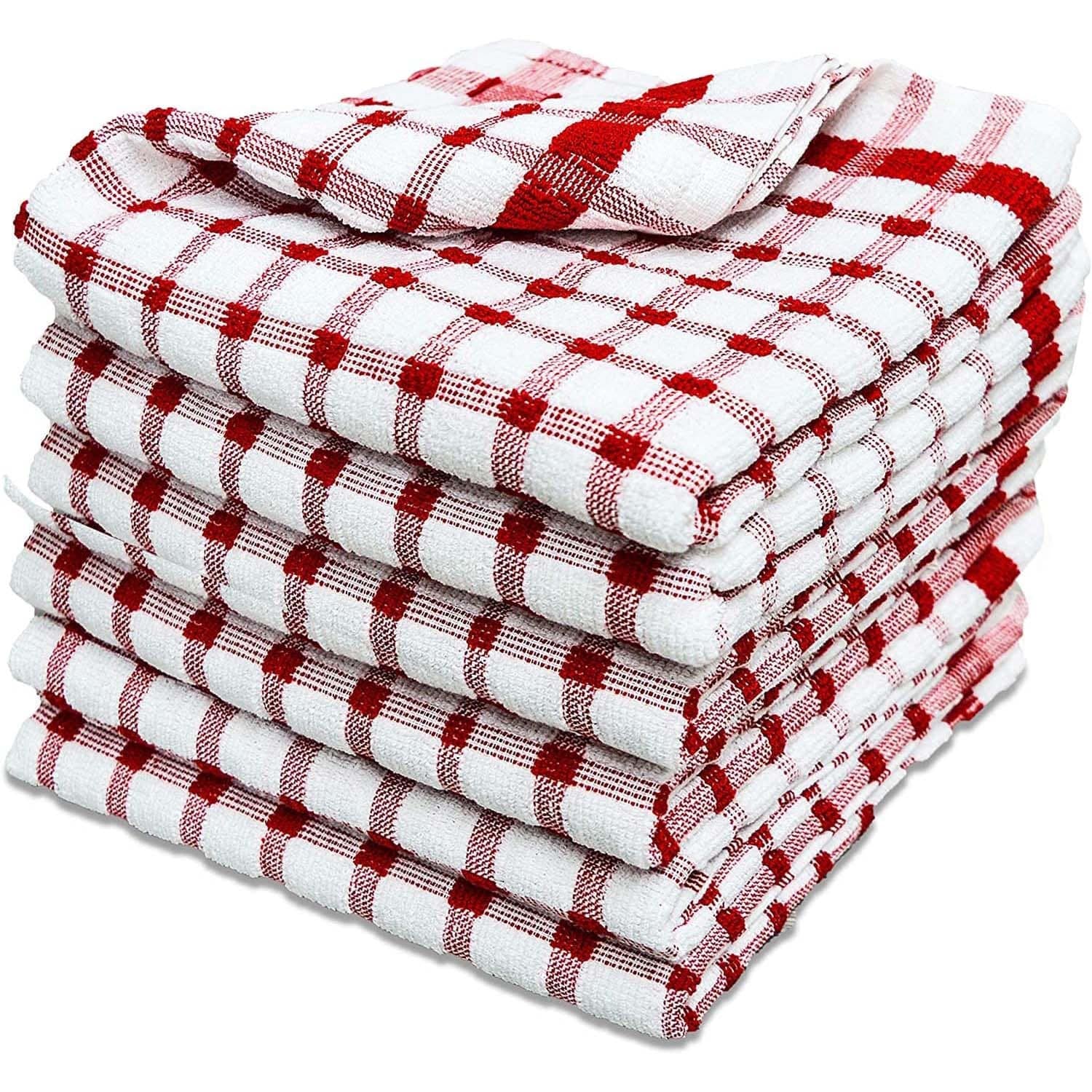 thumbnail image 2 of 5-Pack 100% Cotton Terry Tea Towels – Checked Kitchen Dish Cloths & Drying Towels 2 of 4