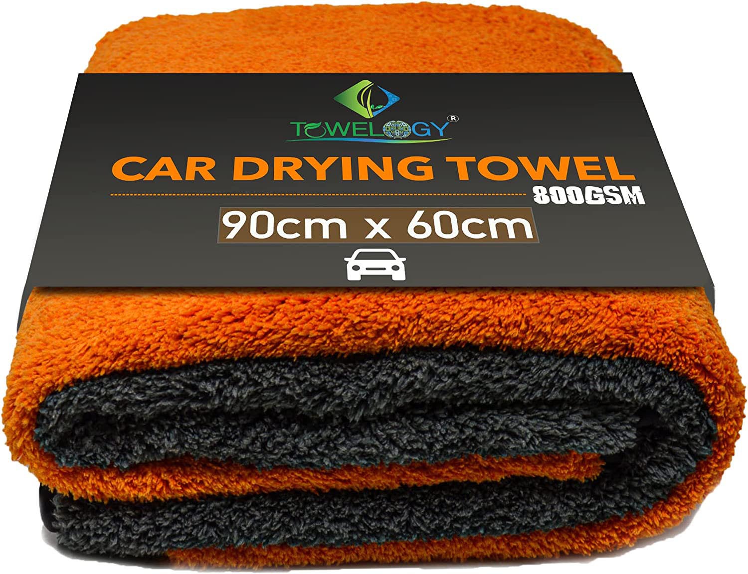 Towelogy Car Drying Towels Orange Grey / Pack of 1 Aston XL Microfibre Car Drying Towel Heavy Duty 800gsm