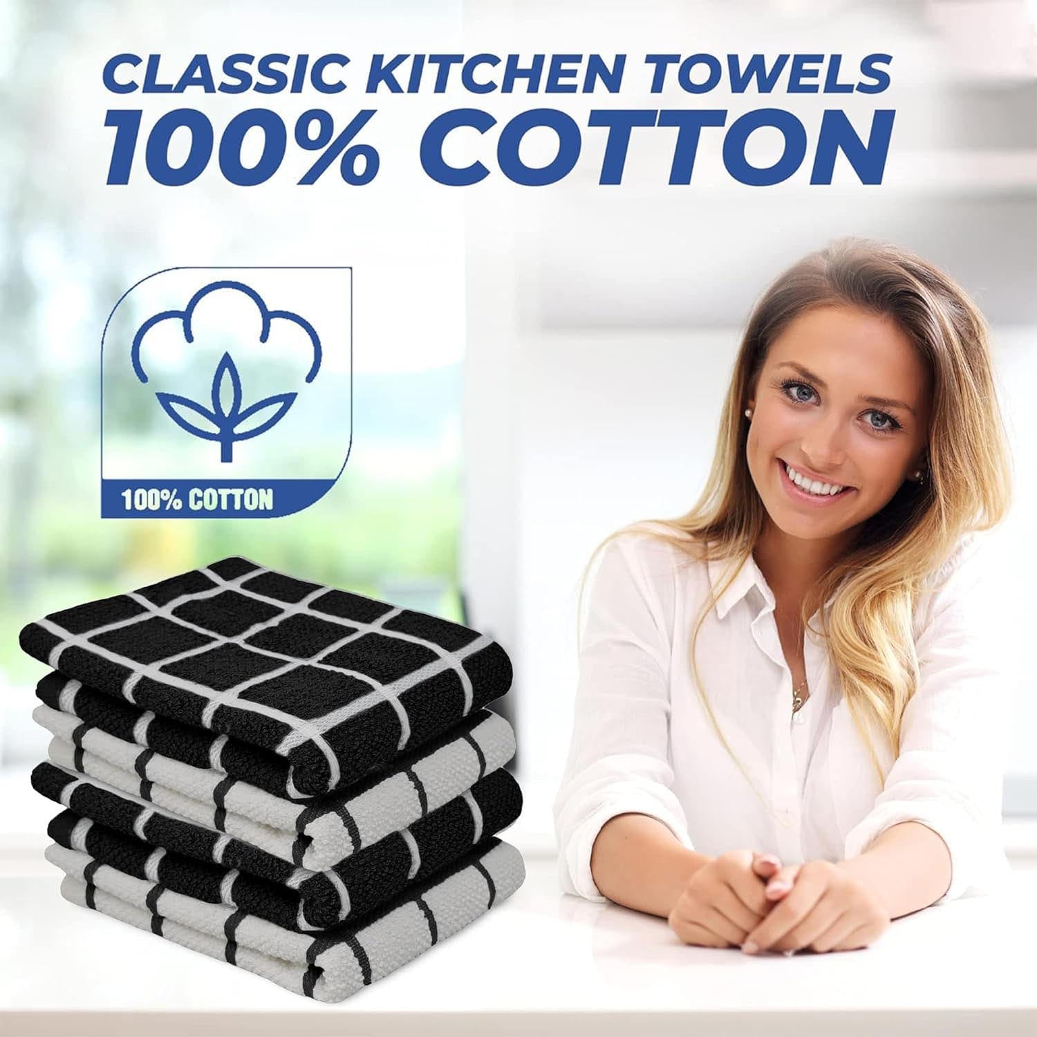 Towelogy Kitchen Towels Cameron Check Premium Cotton Kitchen Towels
