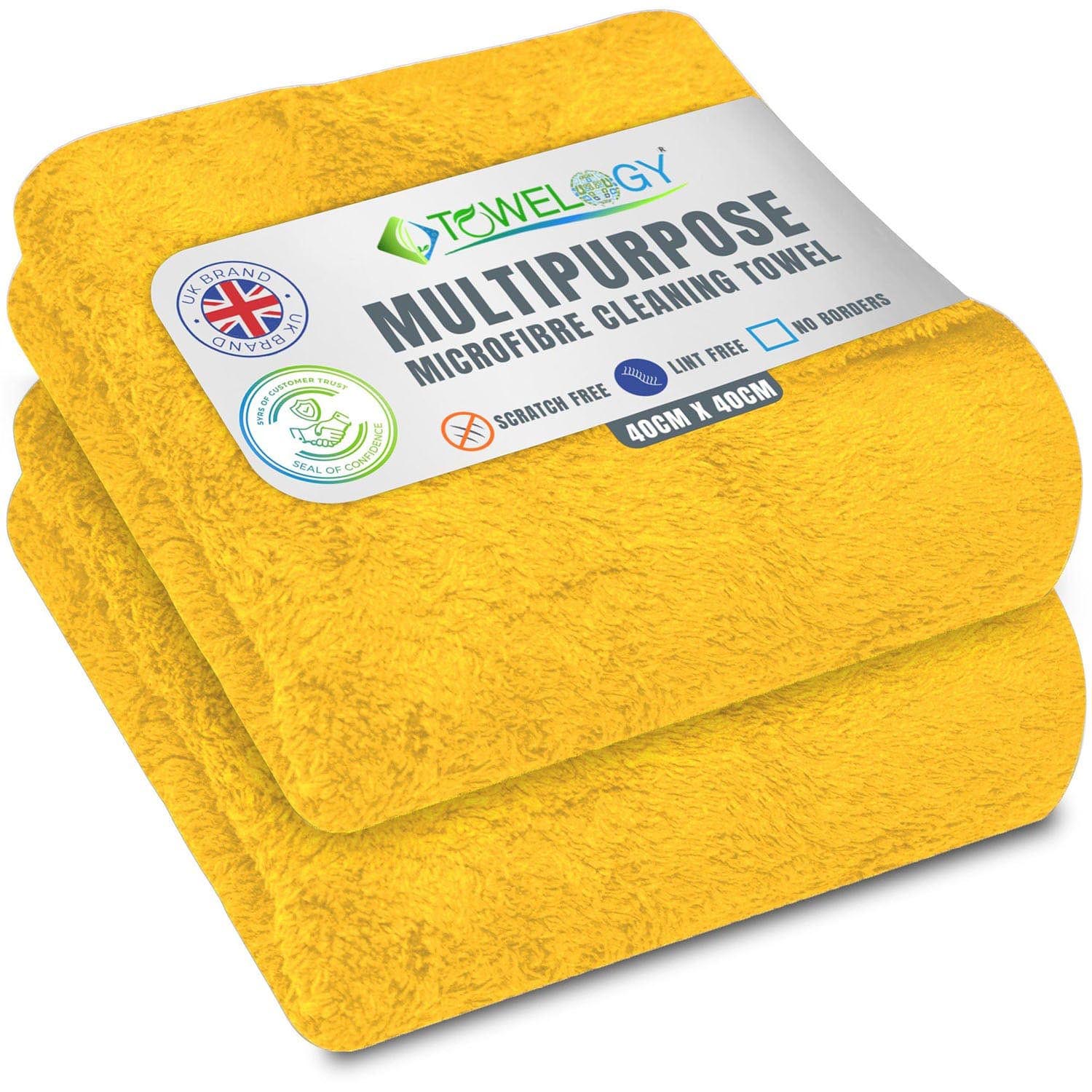Towelogy Car Drying Towels Yellow / Pack of 4 Cole Edgeless Microfibre Car Drying Towels - Plush 500gsm