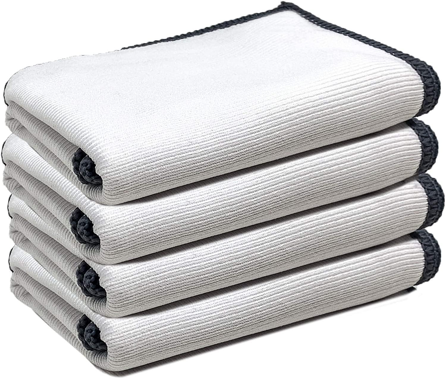 Towelogy Glass Cloths White / Pack of 4 Olympus Extra Large Microfibre Glass Cleaning Cloth – Professional Grade
