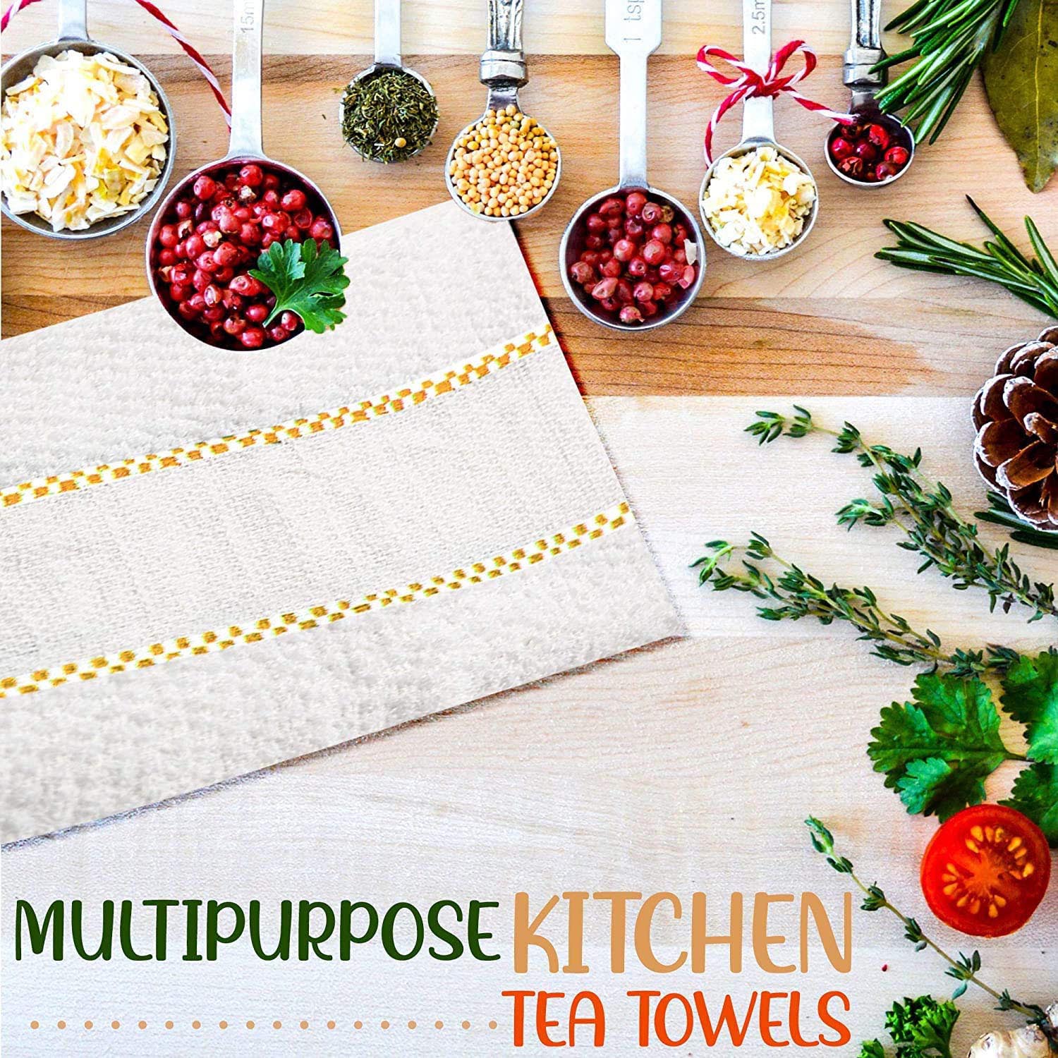Towelogy Kitchen Towels Cambridge Cotton Dobby Weave Tea Towels – Stripes Kitchen Towels
