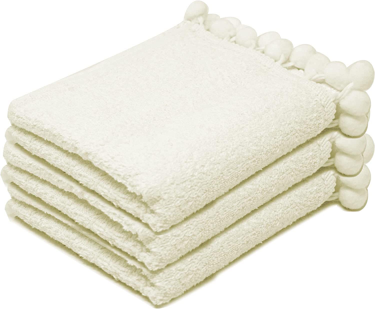 Towelogy Face Towels Cream Elford Face Cloths Egyptian Cotton Washcloths with Poms