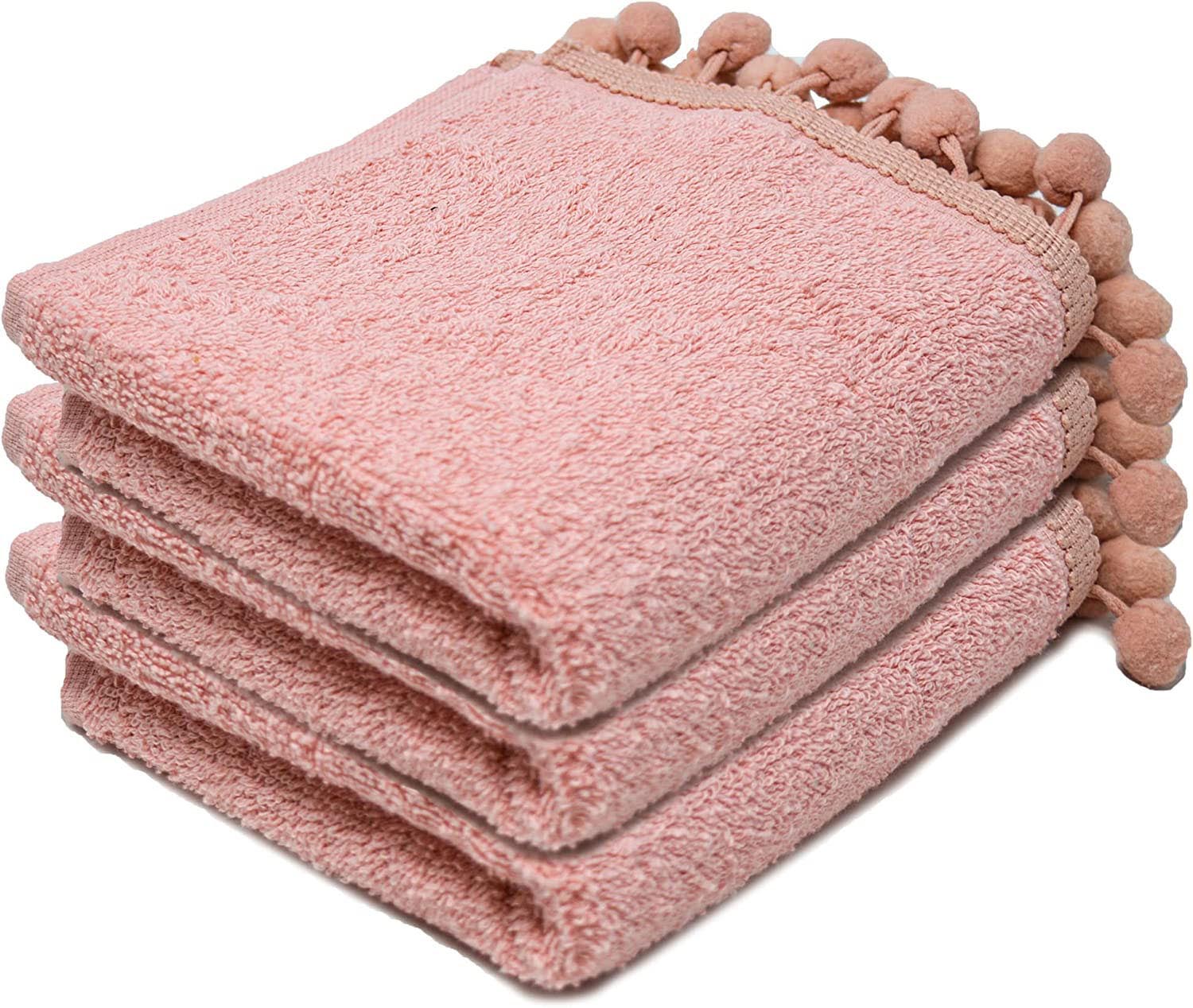Towelogy Face Towels Blush Elford Face Cloths Egyptian Cotton Washcloths with Poms