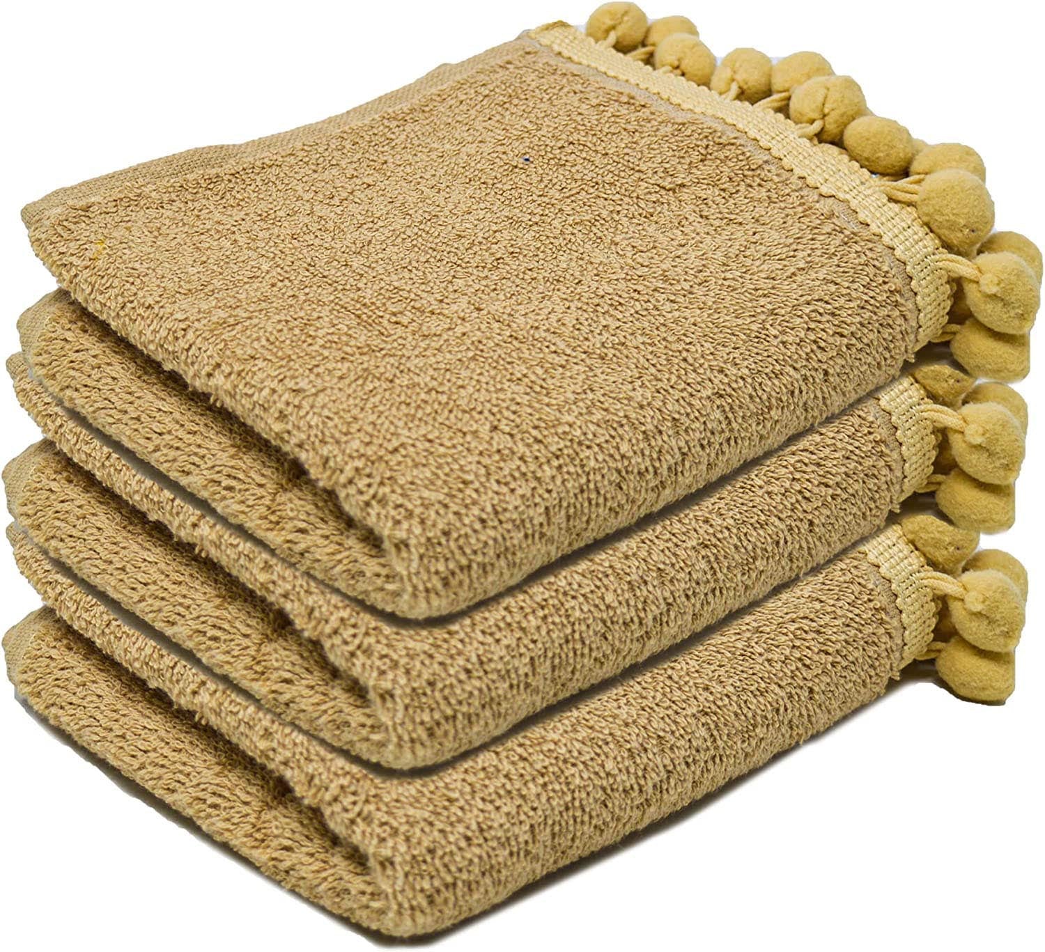 Towelogy Face Towels Natural Elford Face Cloths Egyptian Cotton Washcloths with Poms