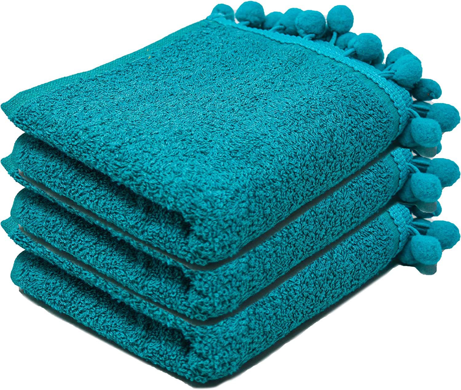 Towelogy Face Towels Teal Elford Face Cloths Egyptian Cotton Washcloths with Poms