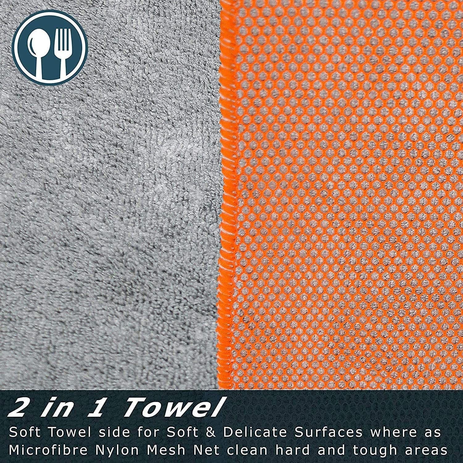 Spootless Microfibre Bird Mess Remover Microfibre Bird Mess Remover Scrubber Cloth Net Backing Orange Grey