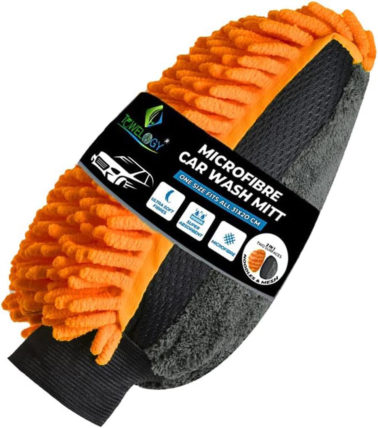 Towelogy Wash Mitt Nofel Car Washing Mitt Microfibre Noodle Dusting Polish Glove
