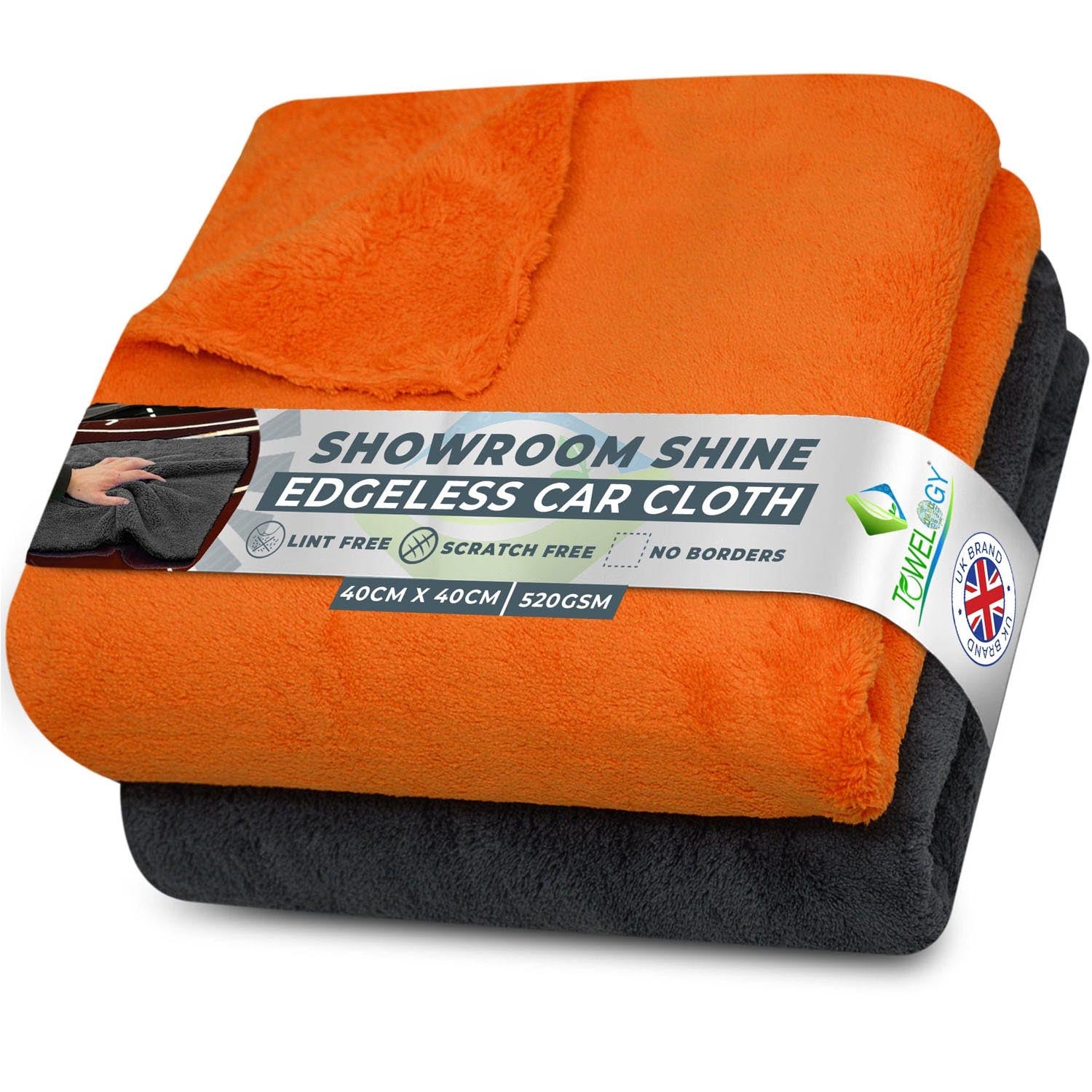 Towelogy Car Drying Towels Orange / Box of 48 Peirce Microfibre Edgeless Car Cleaning Drying Cloths 550gsm