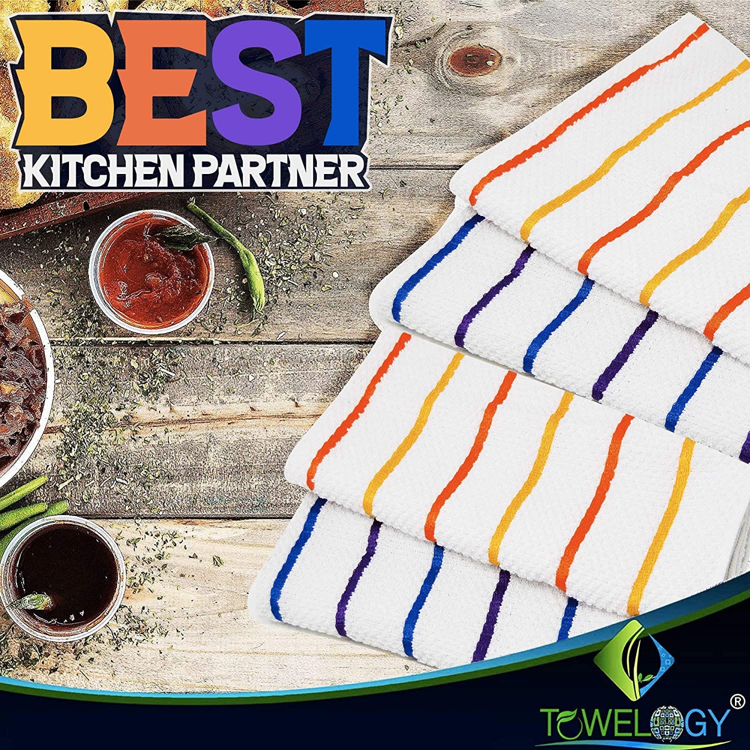 Popcorn-Cotton-Kitchen-Hand-Towels-White-Stripy