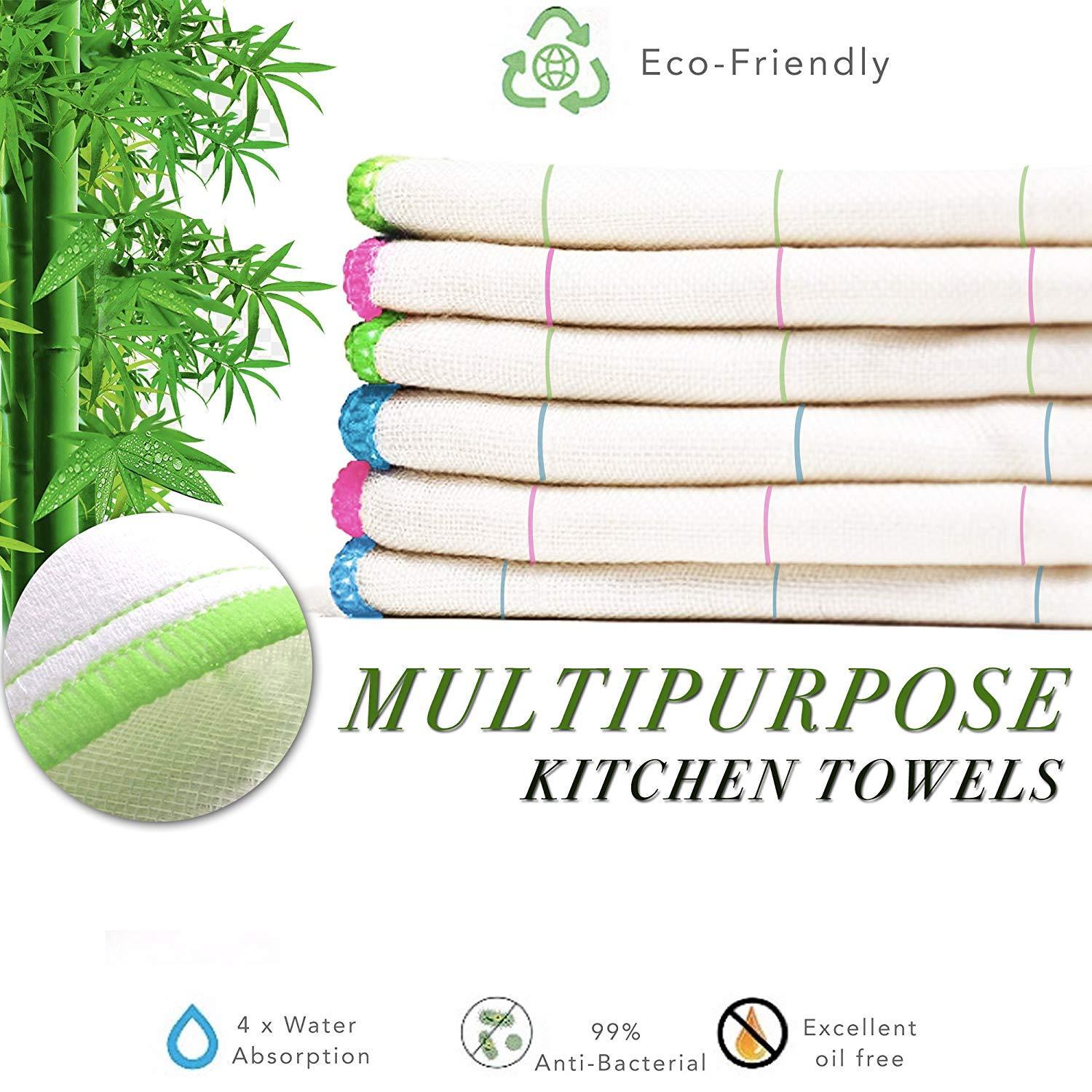 360GSM Natural Plant Fibre Super Absorbent Dish Cloths Assorted 30x30cm - Towelogy